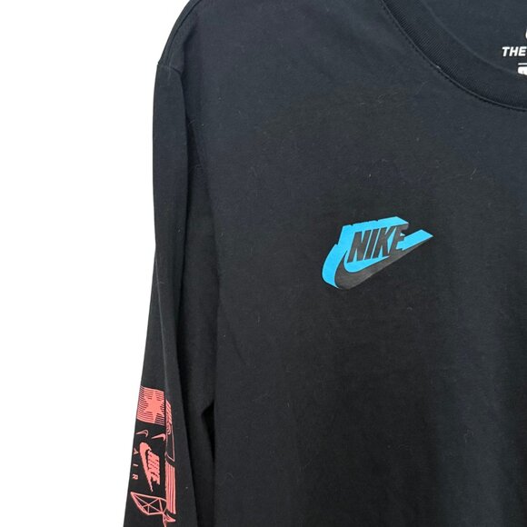 Nike Men's Sportswear Worldwide Long Sleeve Black Tee - Size Large - Picture 6 of 11